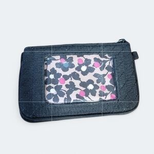 Vera Bradley Black Quilted Wallet with ID slot and flap snap pocket